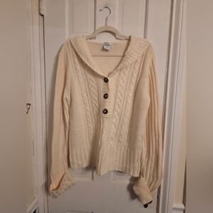 Old Navy Cream Cable Knit Cowl Sweater